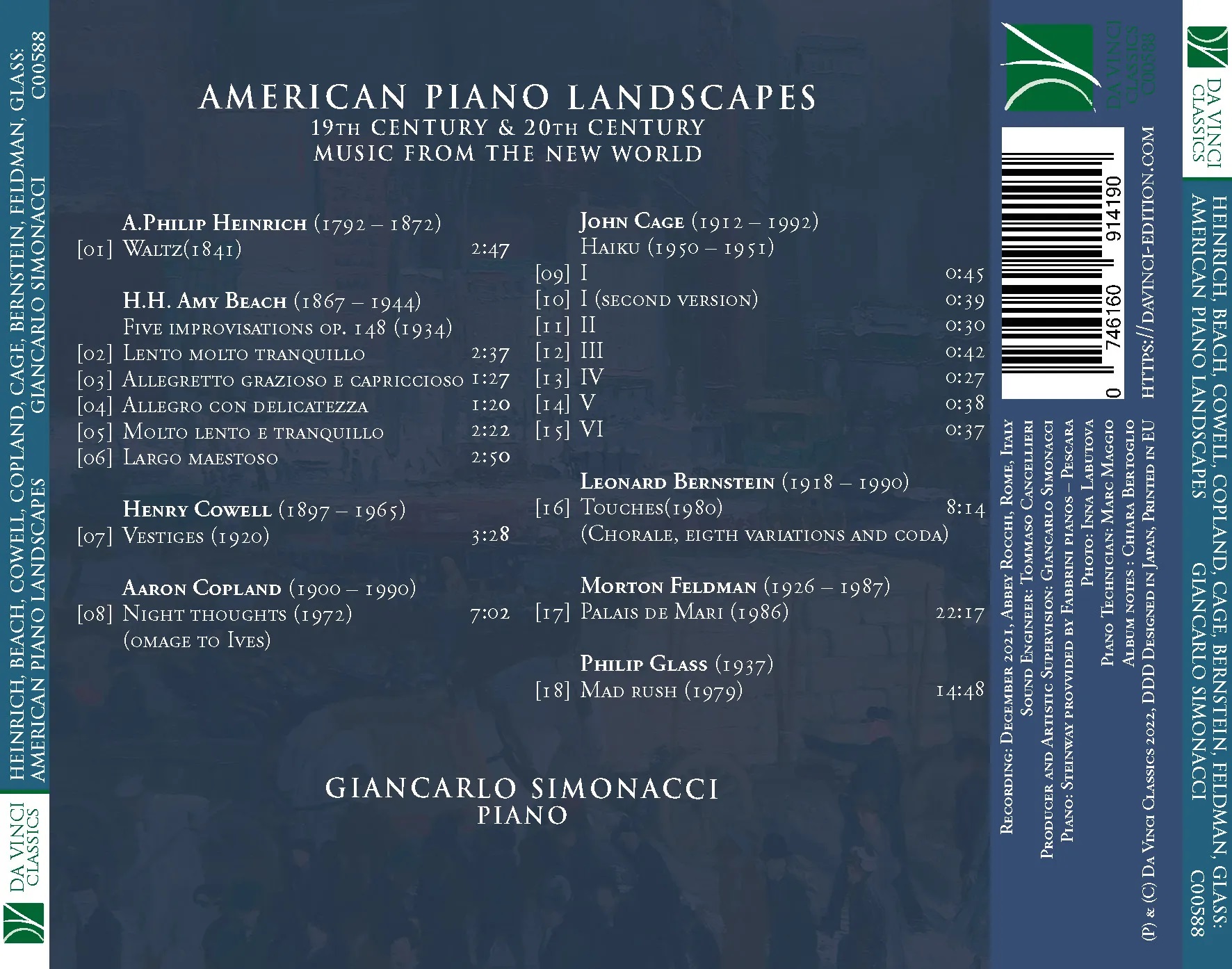 AMERICAN PIANO LANDSCAPES - 19TH Century & 20TH Century - MUSIC FROM THE NEW WORLD